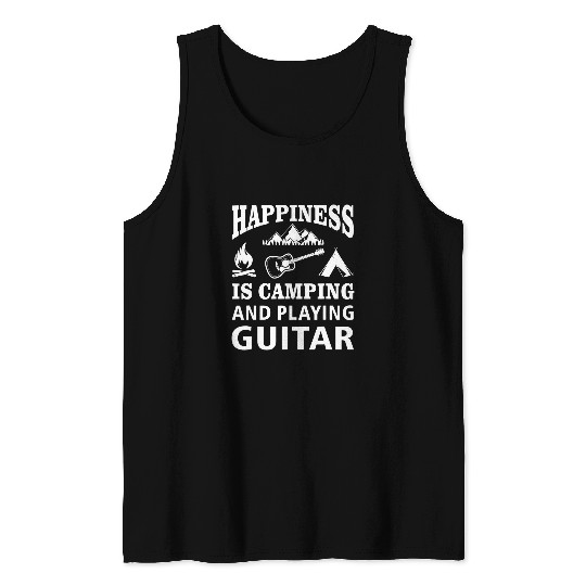 Funny Guitar Camping Camp CampFires Tent Outdoor Nature Guitarist Camping Guitar Camper Tank Tops