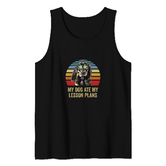 Coonhound Pet My Dog Ate My Lesson Plans Black and Tan Tank Tops