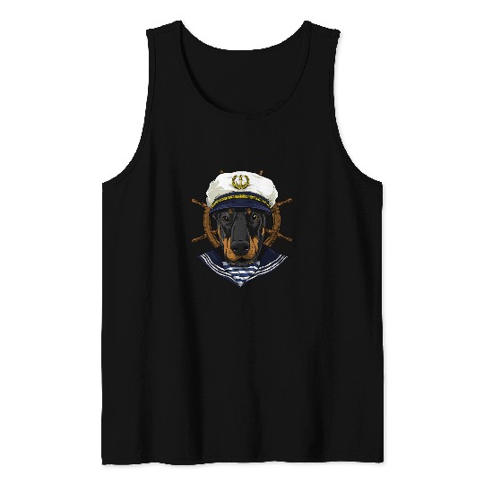 Doberman Pet Sailor Boat Captain Doberman Dog 370 Tank Tops