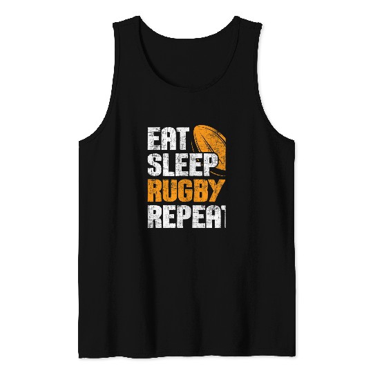 Sport Rugby Eat Sleep Rugby Repeat Rugby Player Coachs Sports Lover Tank Tops