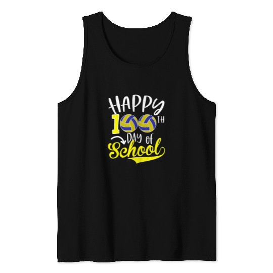 Sport Volleyball 100th Day of School Teacher 100 days smarter volleyball Kids Tank Tops