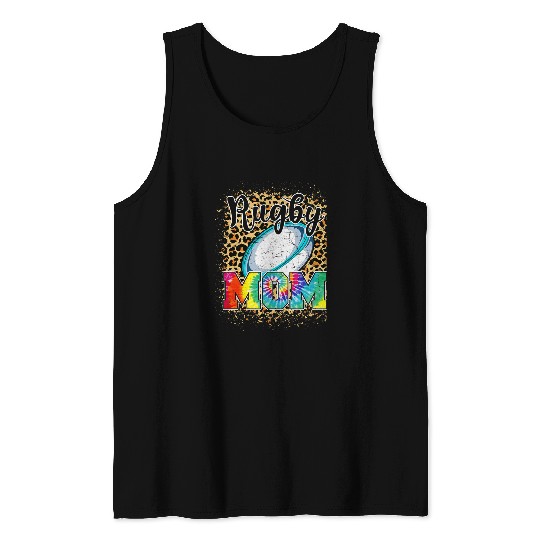 Sport Rugby Mom Leopard Print Mothers Day Sport Lover 1 Tank Tops