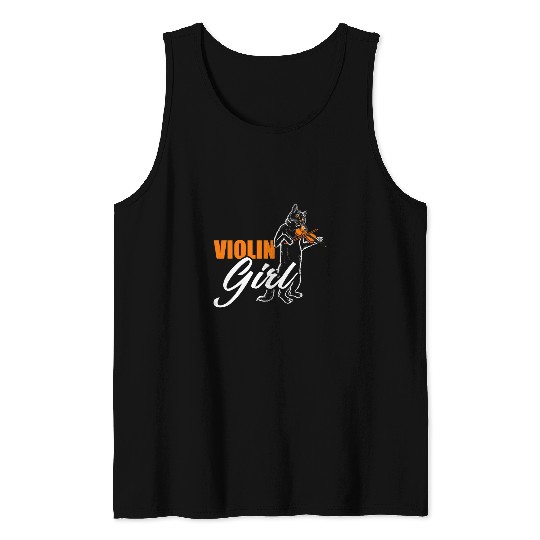 Funny Violin Womens Violin Girl Player Cat Musician Fiddle Instrument Orchestra Tank Tops