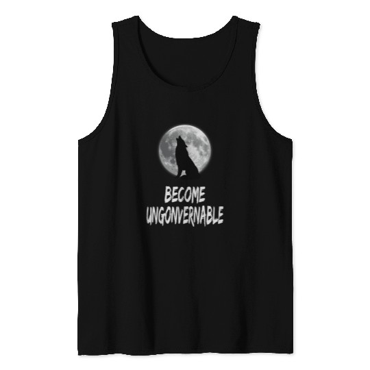 Coyote Mammal Become Ungovernable wolfs Howling at Moon Tank Tops