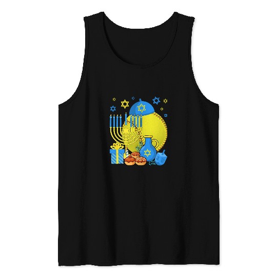 Softball Gift Funny Jewish Softball Ball Menorah Happy Hanukkah Chanukah525 Tank Tops
