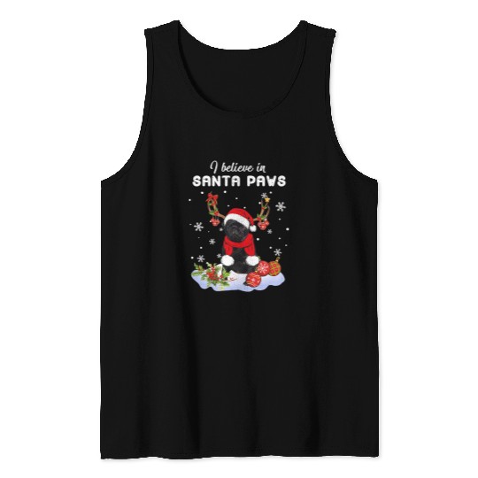 Pug Pet Dog I Believe In Santa Paws Reindeer Christmas 317 Tank Tops