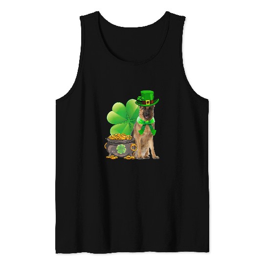 German Shepherd Pet Shamrock Irish Saint St Patrick Day Tank Tops
