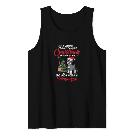 Schnauzer Pet Wines Alcohol Christmas Women Schnauzer Wines Funny Christmas Tank Tops