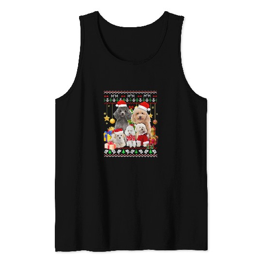 Poodle Pet Ugly Christmas Sweater Santa Hat 598 Tank Tops