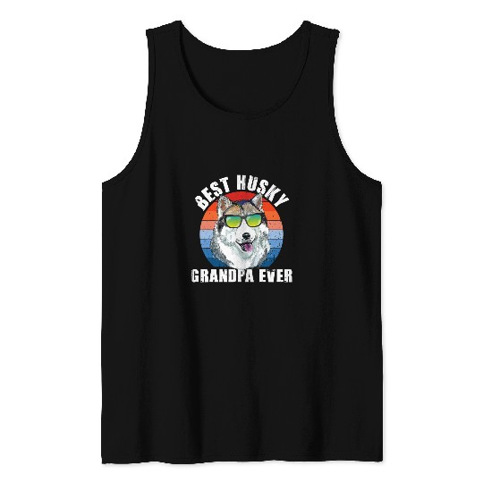 Husky Pet bests Husky Grandpa Ever Retro Fathers Day Dog Lover 1 Tank Tops