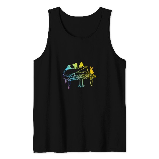 Funny Piano Music Dogs Piano Lover Piano Player Dog Lover Pianist Tank Tops