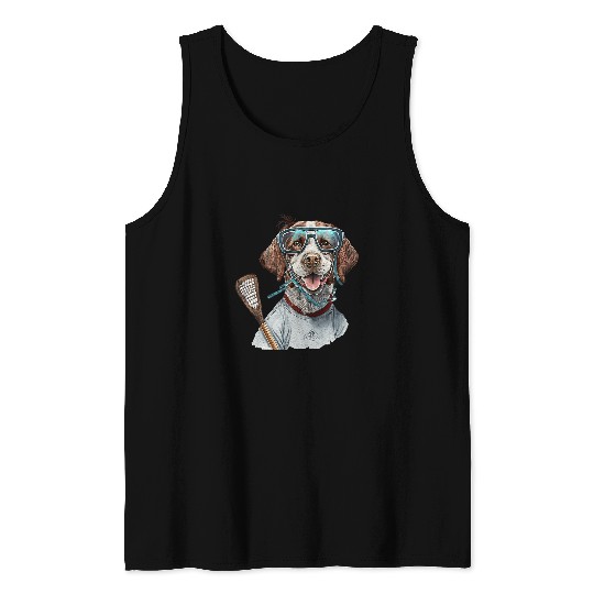 Sport Lacrosse Gift vintages Retro Dog Playing Lacrosse Lax Stick Puppy Lover 8 Tank Tops