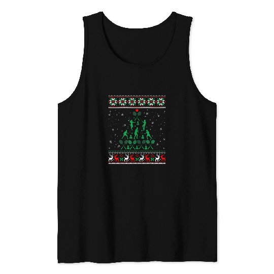 Sport Badminton Christmas Tree Love Team Player Coachs Ugly Sweater Tank Tops