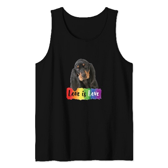 Coonhound Pet Love is Love Rainbow Dog Black and Tan Tank Tops
