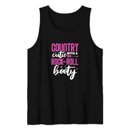 Funny Guitar Womens Rock 2Roll Country Guitar Band Musician Rock Concert Tank Tops