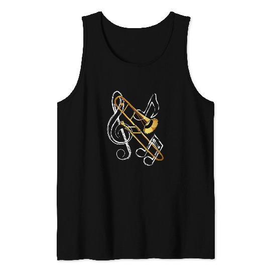 Funny trombones Musician Orchestra Band Jazz Notes Trombonist Tank Tops