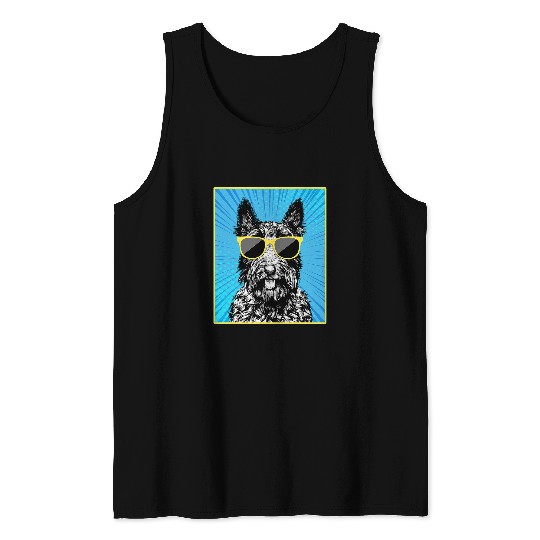 Scottish Terrier Pet Portrait Pop Art Scottie Dog Sunglasses Tank Tops