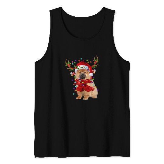 Chow Chow Pet Santa Chow Chow Dog Reindeer Christmas Lights Tank Tops