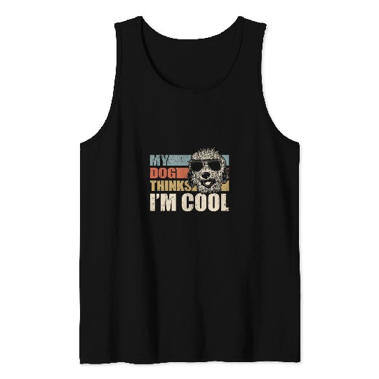 Labradoodle Pet My Dog Thinks Im Cool Labradoodle Funny Retro Dad Mom Tank Tops