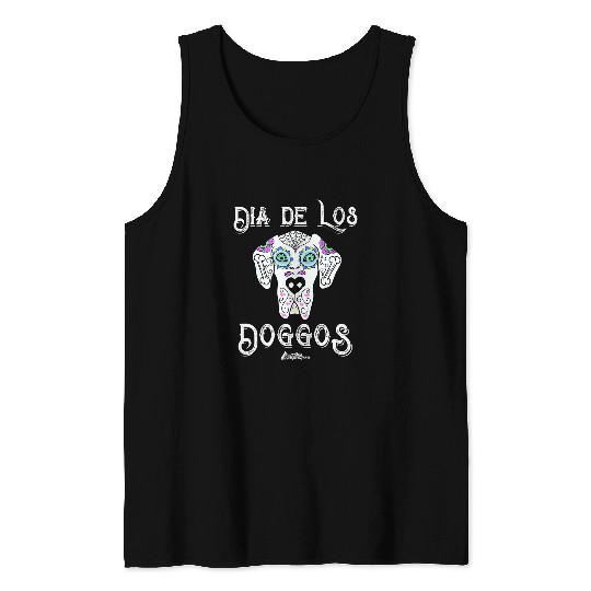 Great Dane Pet Great Dane Sugar Skull Day of the Deads Halloween Natural Ear Tank Tops