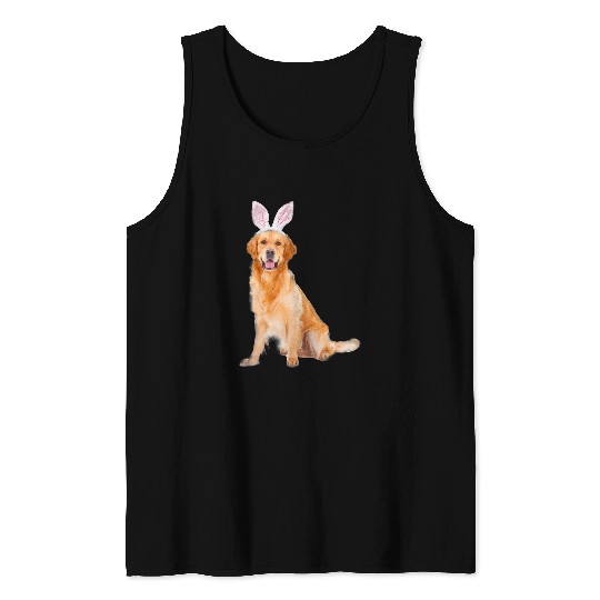 Golden Retriever Pet Wearing Easter Bunny Ears Tank Tops
