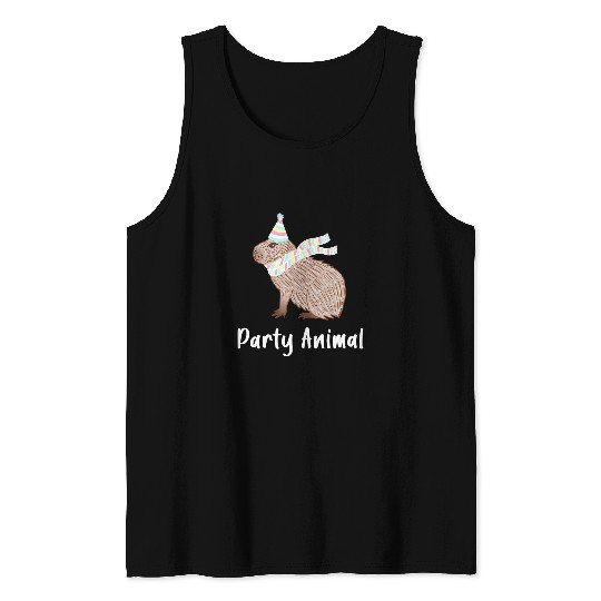 capybaras Mammal Birthday Party Animal Cute Hat Wearing Rodent Tank Tops