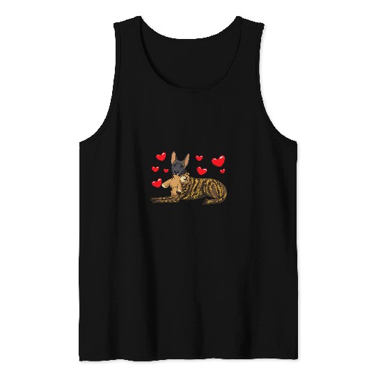 Dutch Shepherd Pet Dog With Stuffed Animal And Hearts Tank Tops