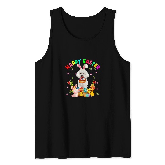 Bichon Pet Frise Happy Easter Funny Easter Day Bichon Frise Bunny Eggs Lover Tank Tops