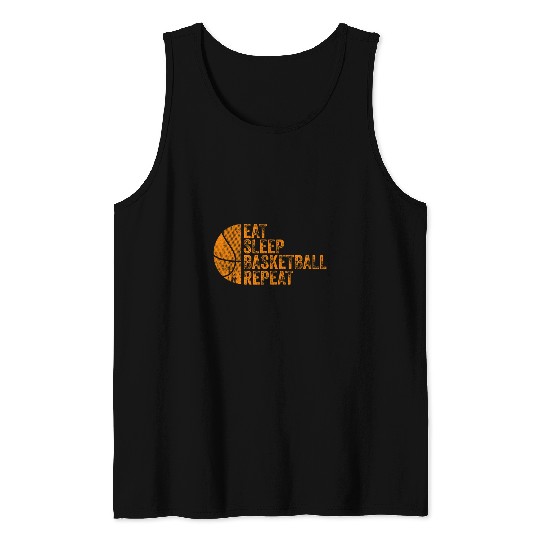 Sport Basketball Eat Sleep Basketball Repeat Retro vintages Basketball Coach Tank Tops