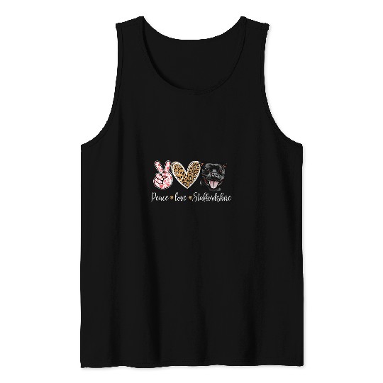 Bull Terrier Pet Funny Peace Love Stafforshire Bull Terrier Dog Lover Tank Tops