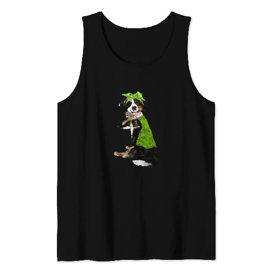 Bernese Mountain Pet I Love Mom Tattoo Funny Bernese Mountain Dog Mothers Day 3 Tank Tops