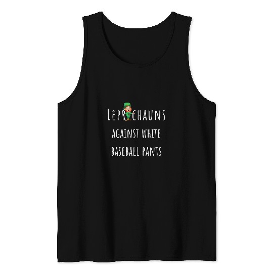 Sport Baseball Leprechauns against white baseball pants. Softball slogan. Tank Tops