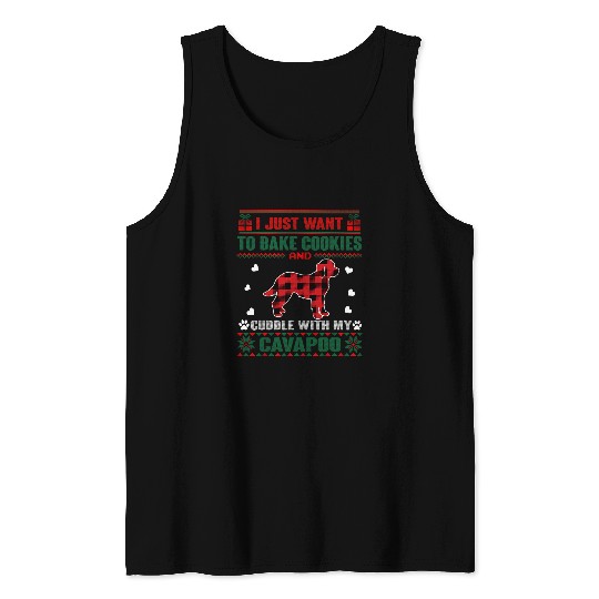 Cavapoo Pet Cookie Lovers Dog Pajama Ugly Christmas Sweater Tank Tops