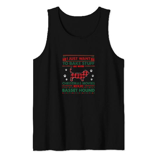 Basset Hound Pet Christmas Movies Basset Hound Lover Ugly Christmas Sweater Tank Tops