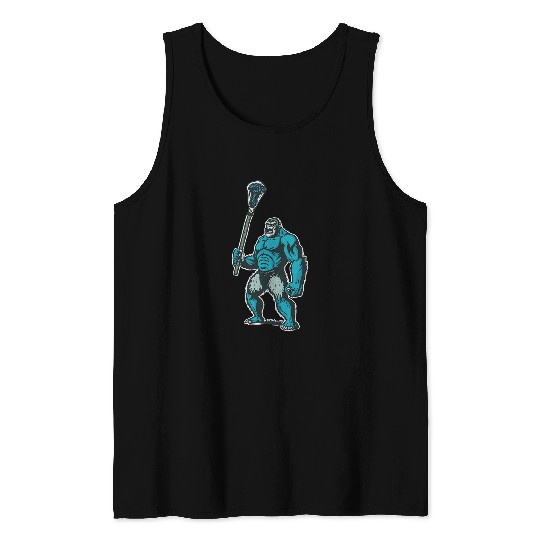 Sport Lacrosse bigfoots Lacrosse Player Funny Blue Sasquatch Lax Squatch Tank Tops