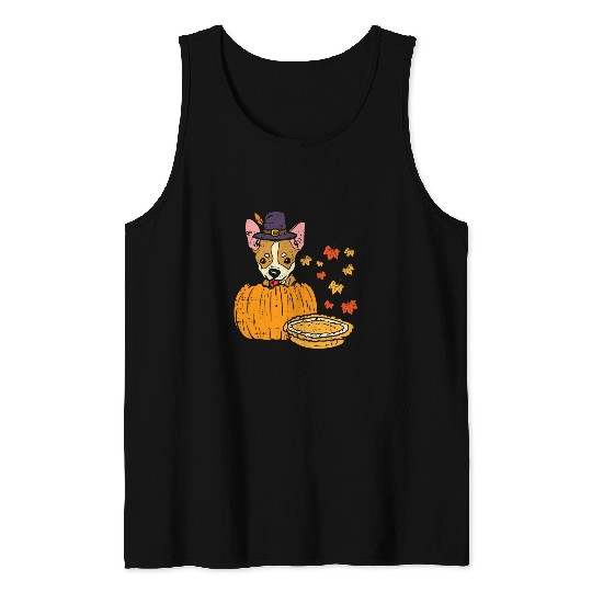 Chihuahua Pet Pilgrim Chihuahua Dog Pumpkin Pie Thanksgiving Mexican Tank Tops