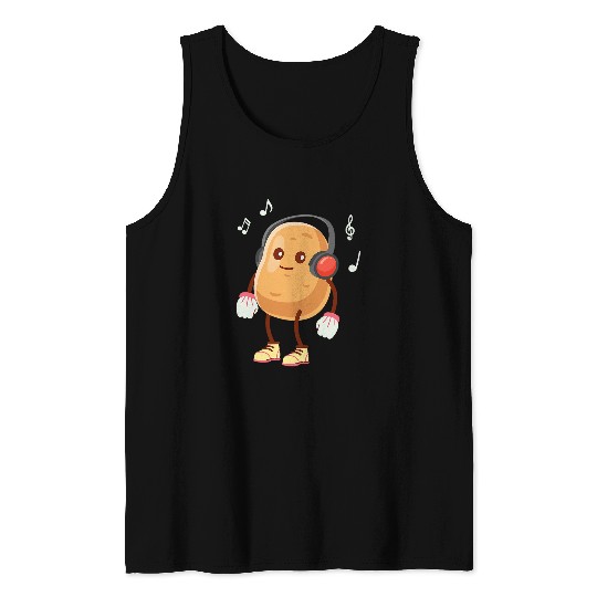 Funny Piano Potato Listening Music Musician Clef Piano Tank Tops