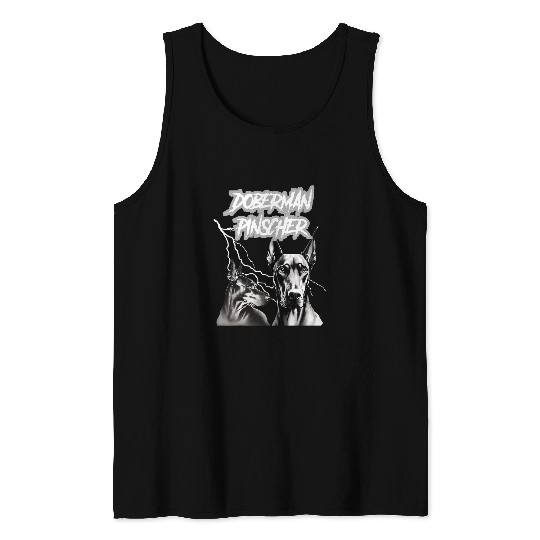 Doberman Pet Pinscher Goth Puppy Punk Rock 80s Alternative Tank Tops