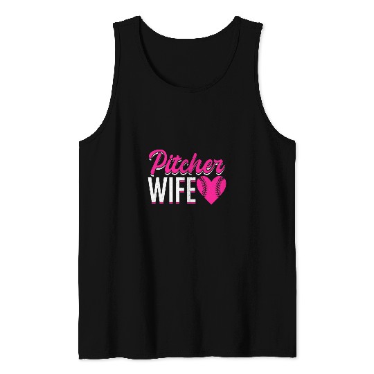 Sport Baseball Pitcher Wife Player Softball Themed Pitcher Tank Tops