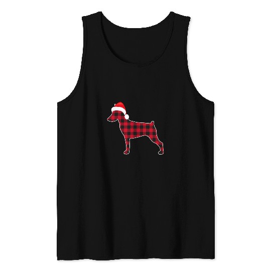 Doberman Pet Red And Black Christmas buffalo plaids Doberman Pinscher Dog 3 Tank Tops