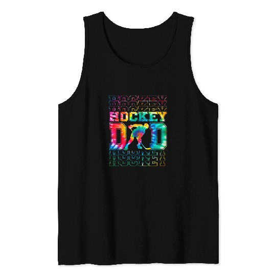 Sport Hockey Dad Fathers Day Tie Dye Ice Hockey Player Sport Lover Tank Tops