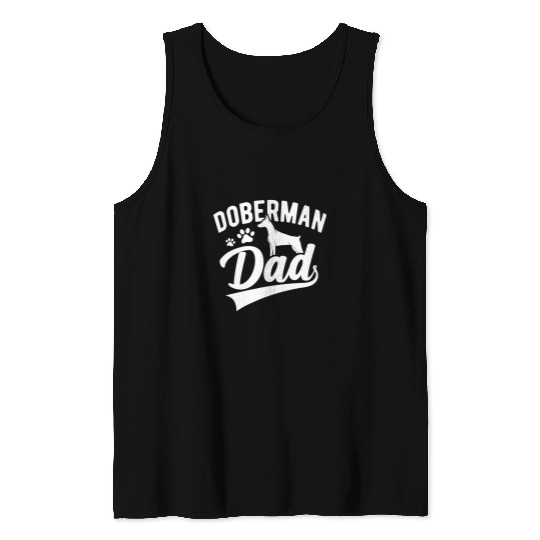 Doberman Pet Pinscher Dog Dad Silhouette Fur Dog Papa Dog Lover 3 Tank Tops