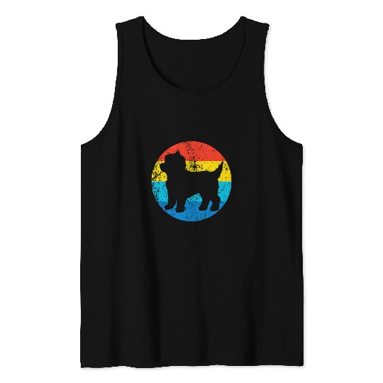 Cairn Terrier Pet Breed Silhouette Retro 1970s Circle Tank Tops