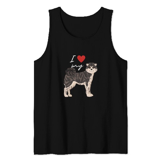 Akita Pet I Love My Brown Brindle Akita Dog Lover Dog Tank Tops