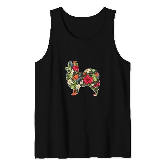 Papillon Pet Summer Tropical Floral Print Flower Hawaii Men Girl Tank Tops