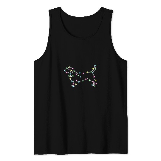 Basset Hound Pet Christmas Lights xmass Tree Pajama Dog Lover Tank Tops