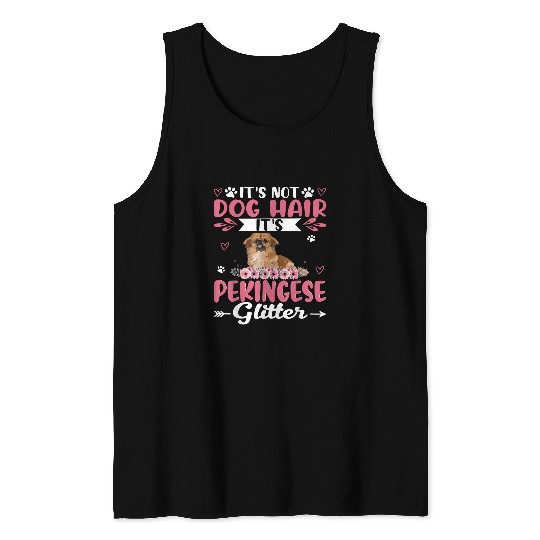 Pekingese Pet This Is Not Dog Hair It Is Pekingese Glitter Floral Tank Tops