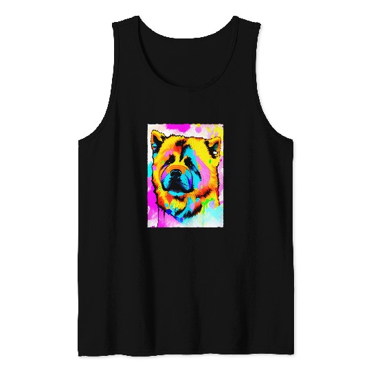 Chow Chow Pet Pop Art Design Gradient Tank Tops