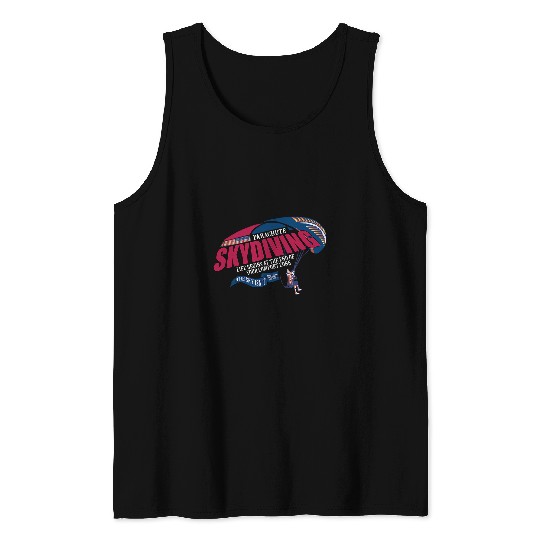 Parachute Skydiving Funny Parachuting American Flag Tank Tops