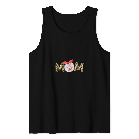 Sport Baseball Moms Sport Mom Leopard Lover Cheer Softball Mama Tank Tops